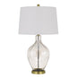 30" Clear Metal Table Lamp With Off White Drum Shade