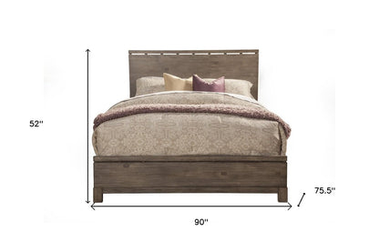 Gray Distressed Wood California King Bed Frame