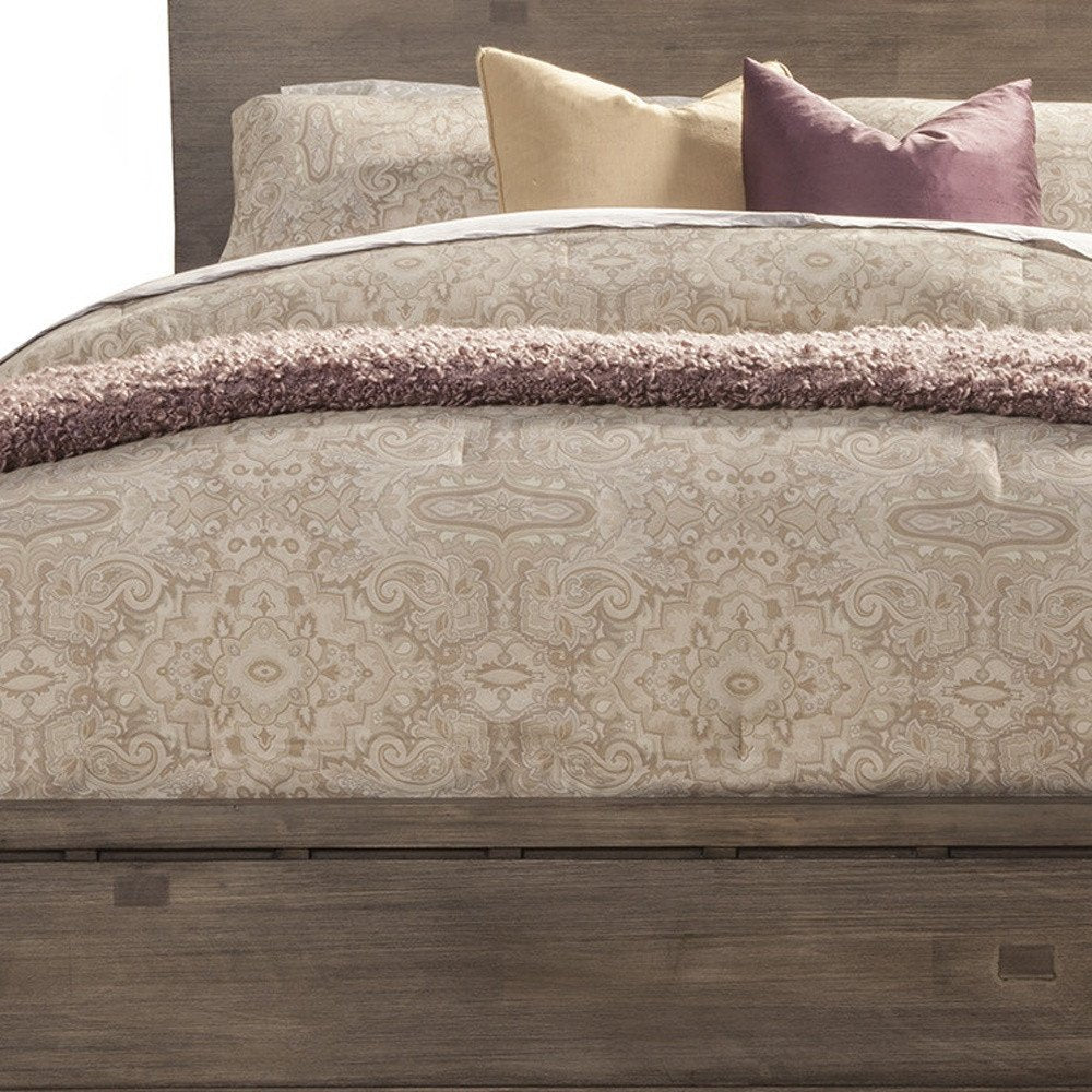 Gray Distressed Wood King Bed Frame