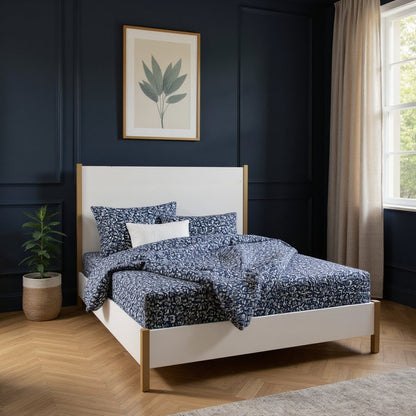 Gold And White Wood Queen Bed Frame