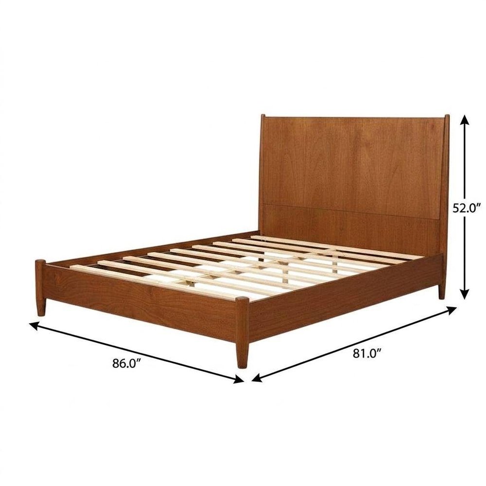 Brown Solid Wood King Bed Frame