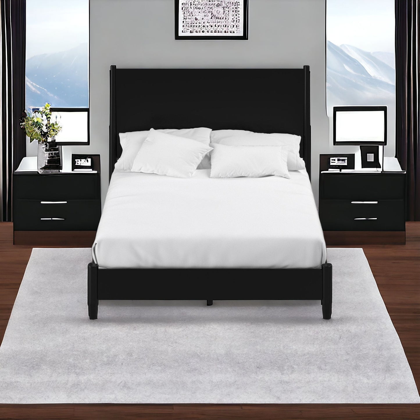 Black Wood California King Bed Frame