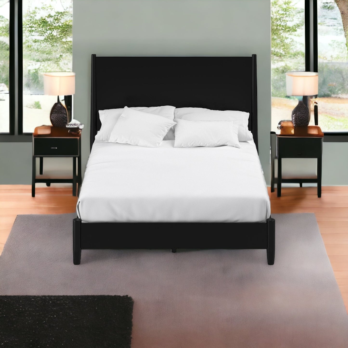 Black Wood California King Bed Frame