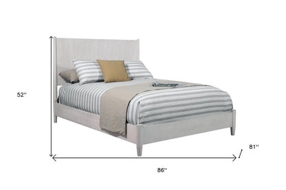 Gray Solid Wood King Bed Frame