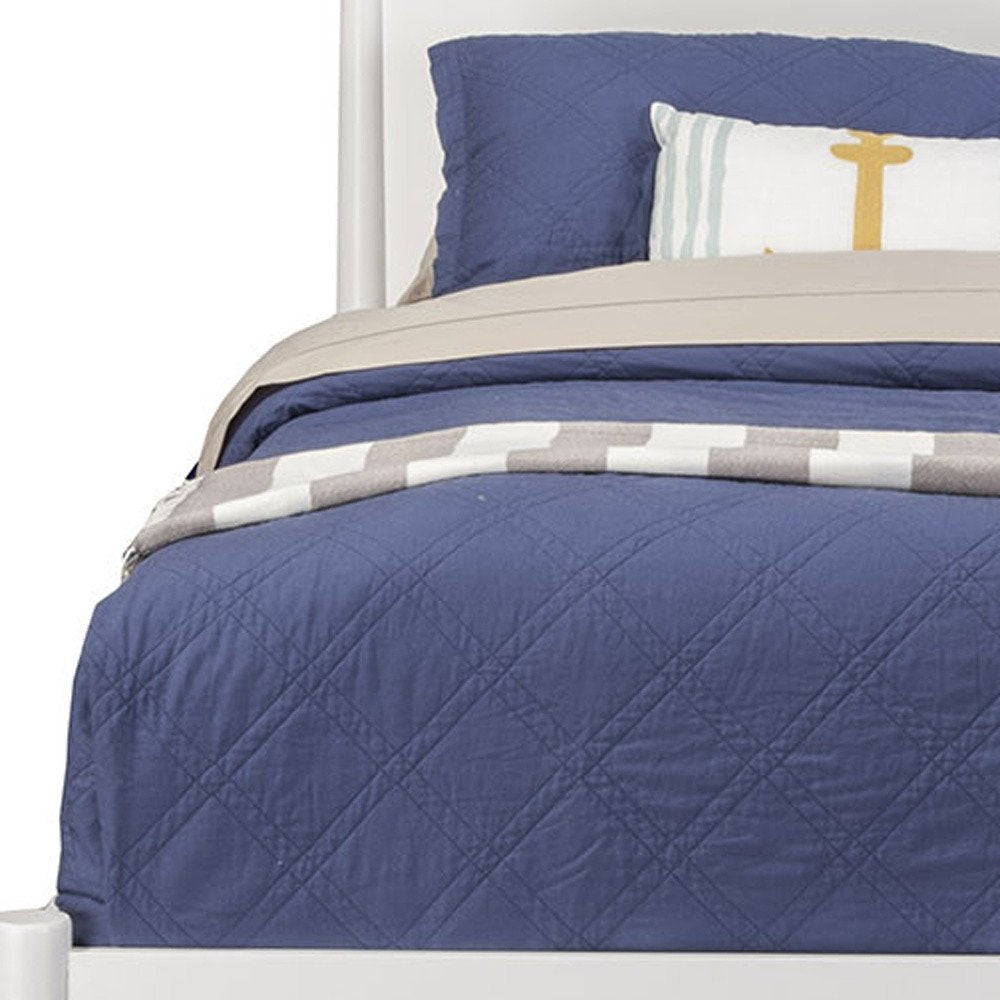 White Solid Wood King Bed Frame
