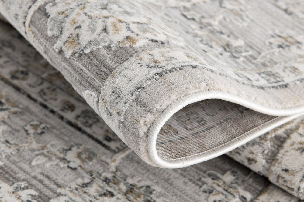 4' X 6' Gray And Ivory Oriental Washable Area Rug