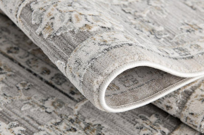 4' X 6' Gray And Ivory Oriental Washable Area Rug