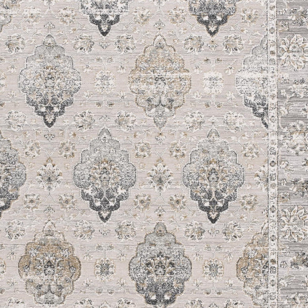 4' X 6' Gray Oriental Washable Non Skid Area Rug