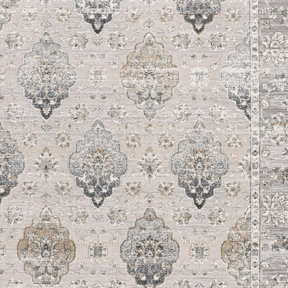 4' X 6' Gray Oriental Washable Non Skid Area Rug