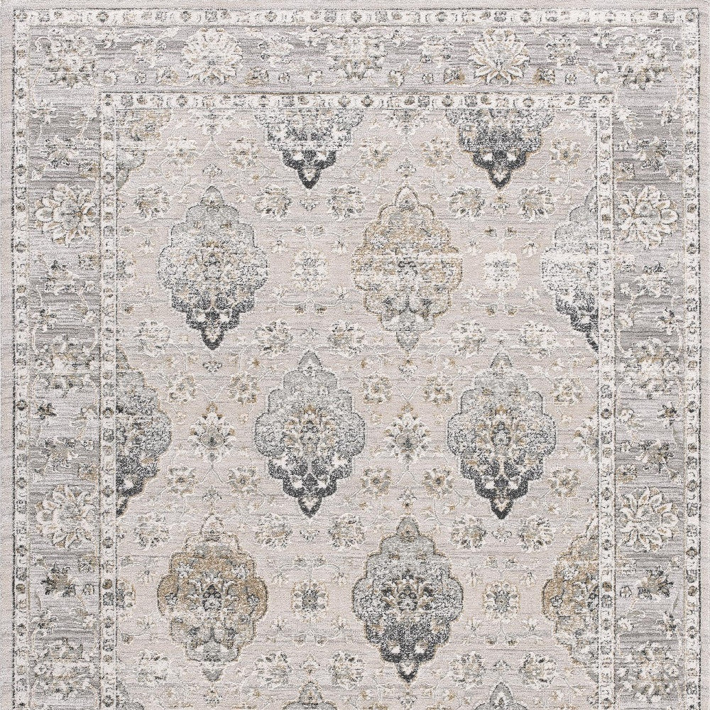 4' X 6' Gray Oriental Washable Non Skid Area Rug