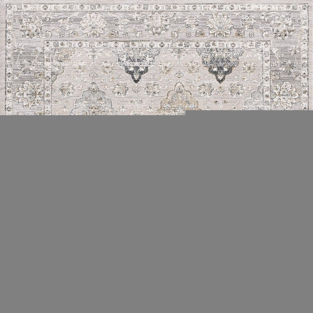 4' X 6' Gray And Ivory Oriental Washable Area Rug