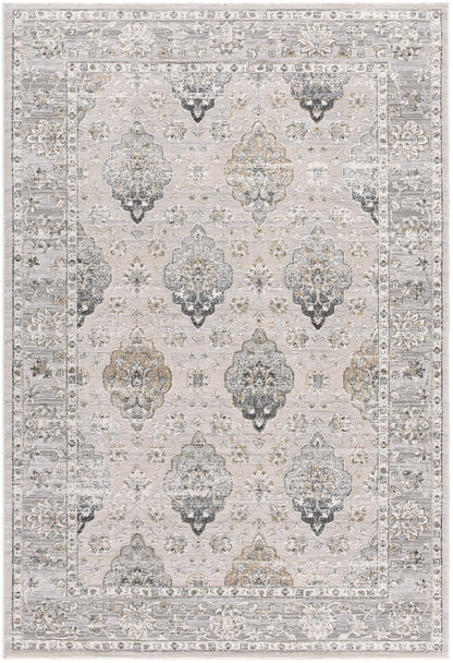 4' X 6' Gray Oriental Washable Non Skid Area Rug