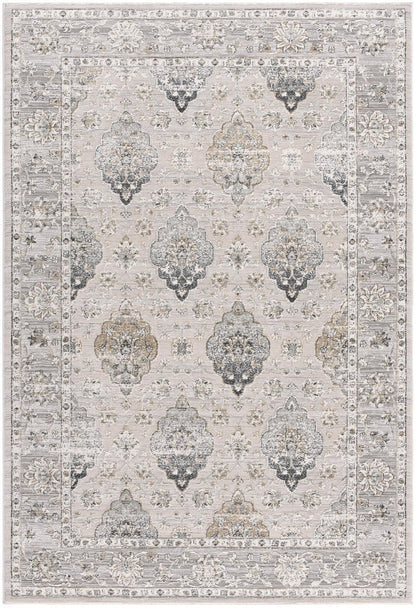 4' X 6' Gray And Ivory Oriental Washable Area Rug