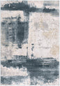 4' X 6' Blue And Beige Abstract Washable Area Rug