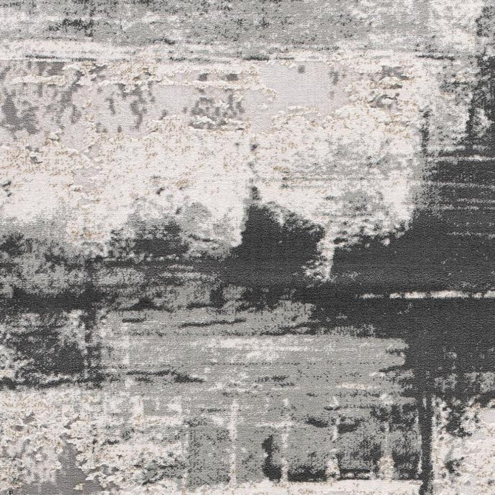 4' X 6' Gray And Ivory Abstract Washable Area Rug