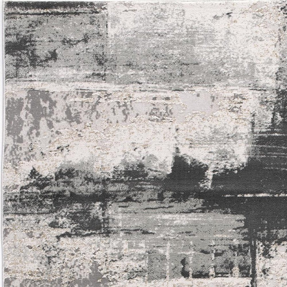 4' X 6' Gray And Ivory Abstract Washable Area Rug