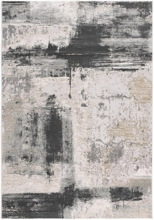 4' X 6' Gray And Ivory Abstract Washable Area Rug