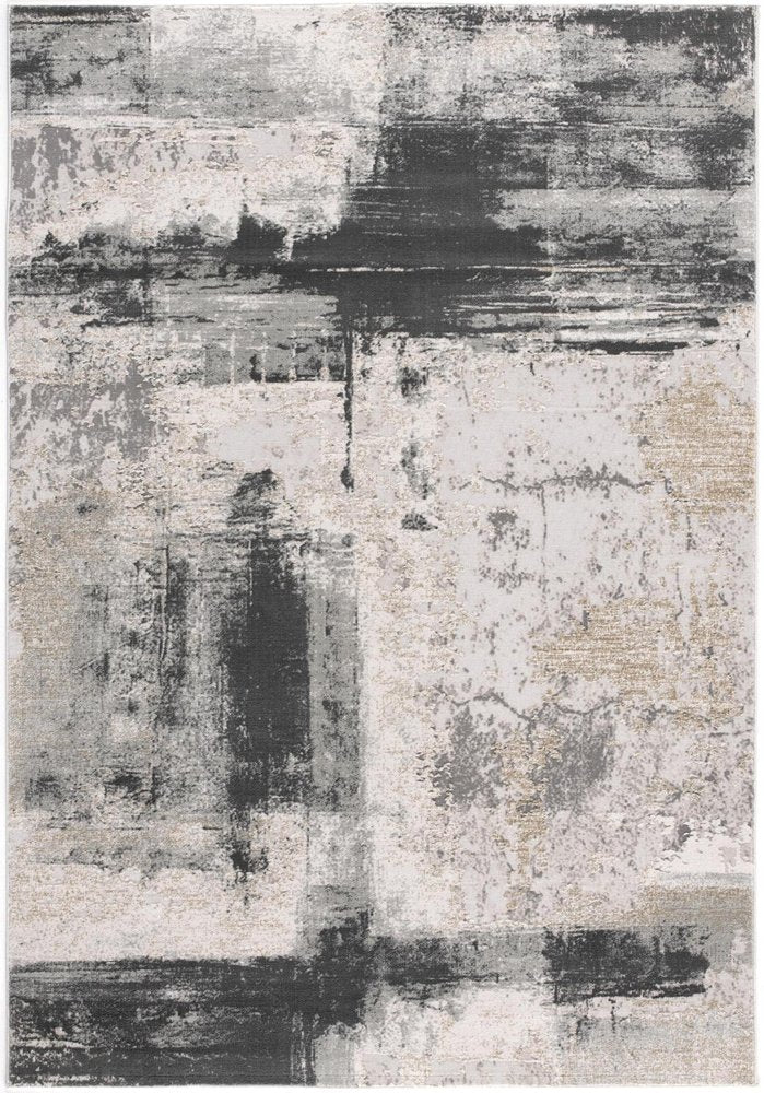 4' X 6' Gray And Ivory Abstract Washable Area Rug