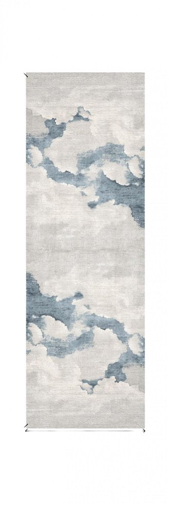 10' Blue And Gray Abstract Washable Runner Rug