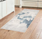 8' Runner Blue and Gray Abstract Washable Non Skid Area Rug