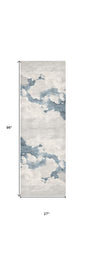 8' Blue And Gray Abstract Washable Runner Rug