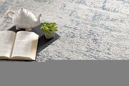 10' Blue And Gray Abstract Washable Runner Rug