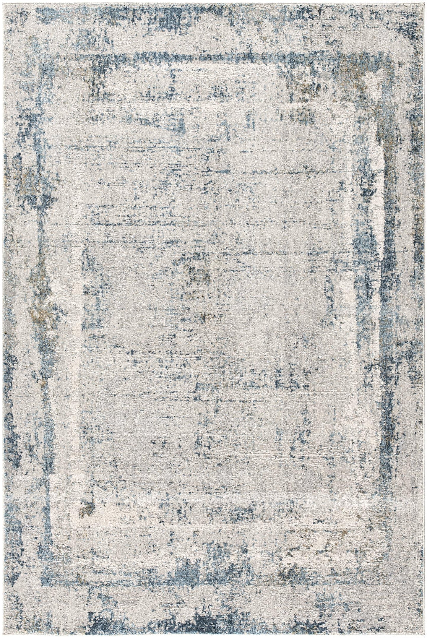 13' Runner Blue and Gray Abstract Washable Non Skid Area Rug