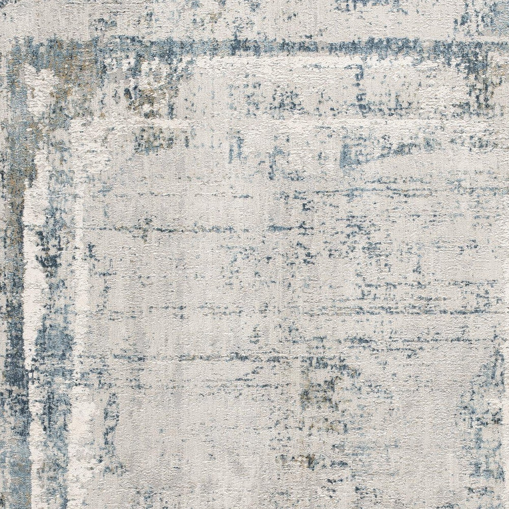 20' Runner Blue and Gray Abstract Washable Non Skid Area Rug