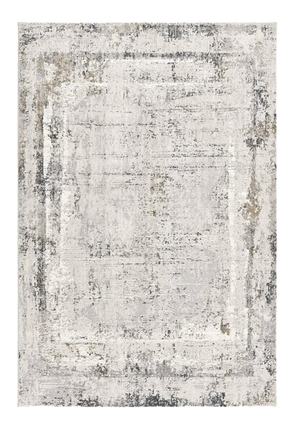 10' Gray and Ivory Abstract Distressed Runner Rug