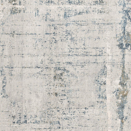 13' Gray and Ivory Abstract Distressed Runner Rug