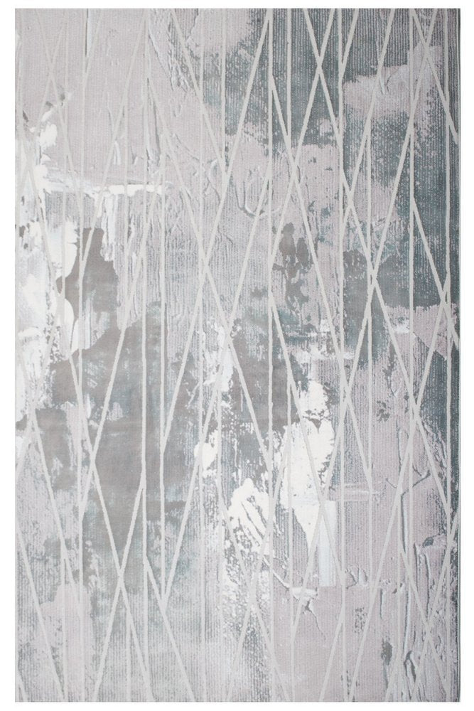 7' X 10' Blue And Gray Abstract Washable Area Rug