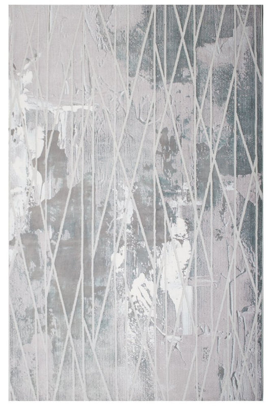 7' X 10' Blue And Gray Abstract Washable Area Rug