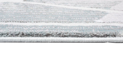 7' X 9' Blue And Gray Abstract Washable Non Skid Area Rug