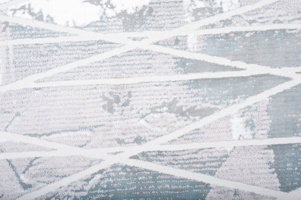 7' X 10' Blue And Gray Abstract Washable Area Rug