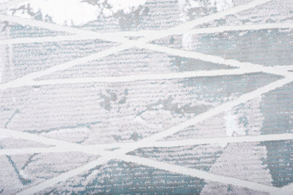 7' X 9' Blue And Gray Abstract Washable Non Skid Area Rug