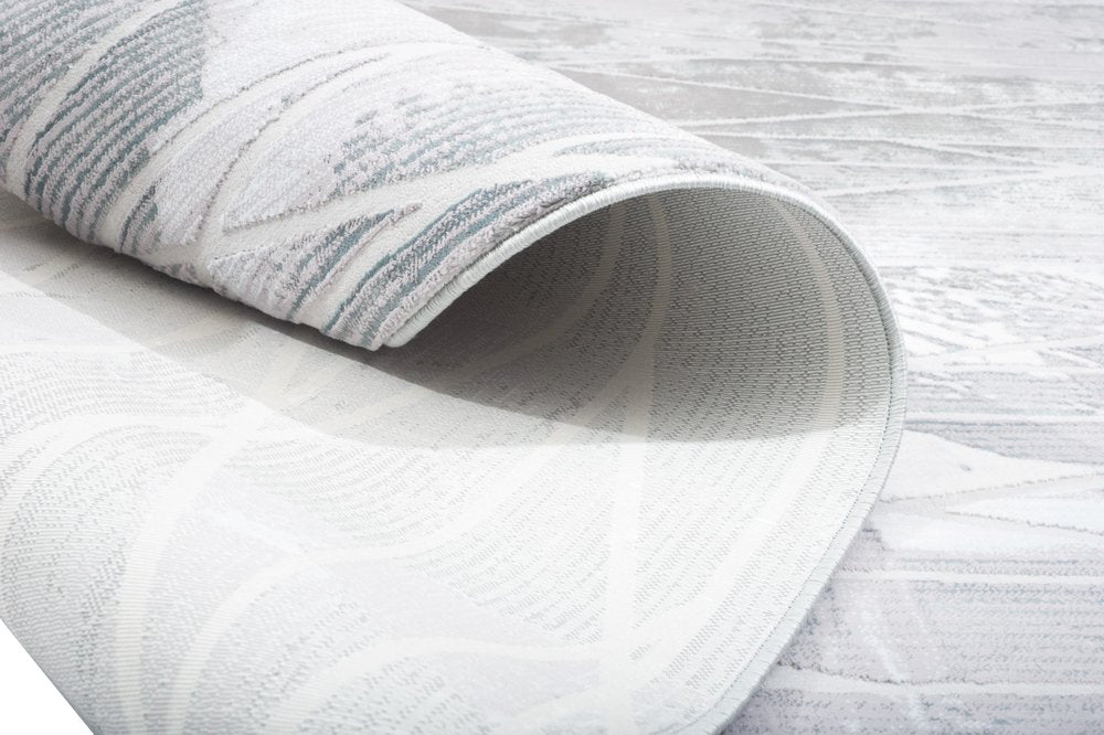 7' X 10' Blue And Gray Abstract Washable Area Rug