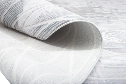 7' X 10' Blue And Gray Abstract Washable Area Rug
