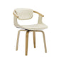 Off White and Natural Upholstered Faux Leather Dining Arm Chair