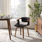 Black And Dark Brown Upholstered Faux Leather Dining Arm Chair