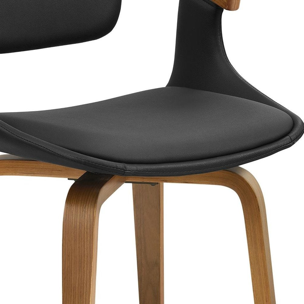 Black and Dark Brown Upholstered Faux Leather Dining Arm Chair