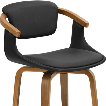 Black and Dark Brown Upholstered Faux Leather Dining Arm Chair