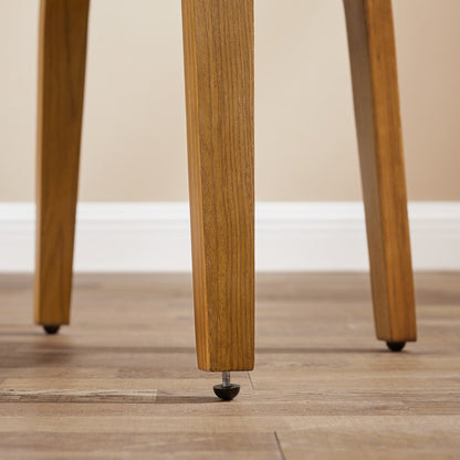 Brown And Natural Upholstered Faux Leather Dining Arm Chair