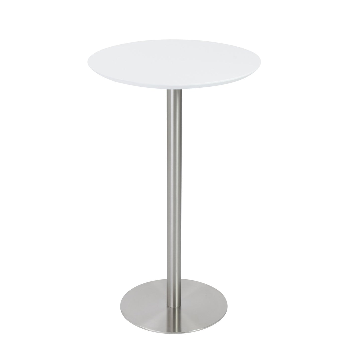 26" White and Silver Rounded Steel Bar Table