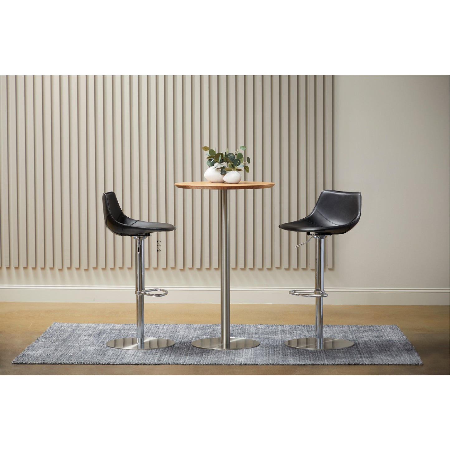 26" Brown and Silver Rounded Steel Bar Table