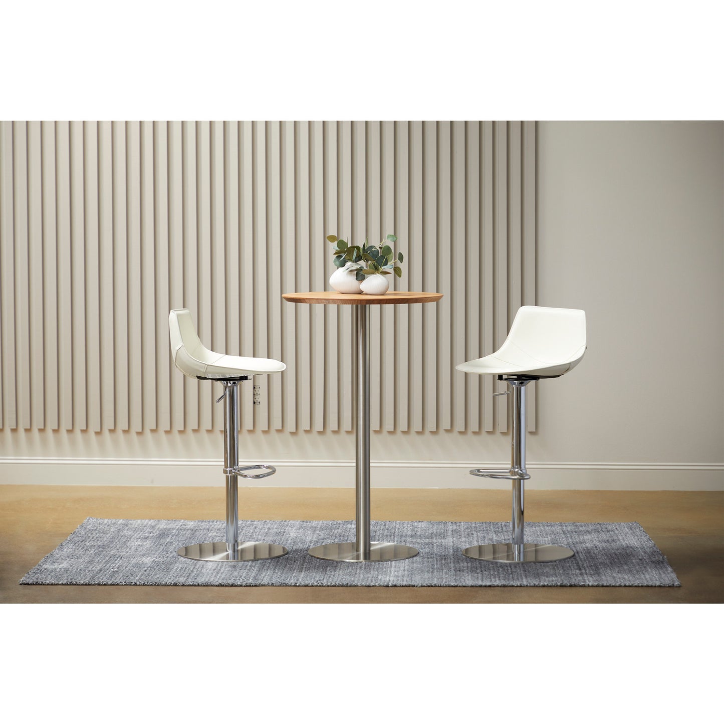 26" Brown and Silver Rounded Steel Bar Table