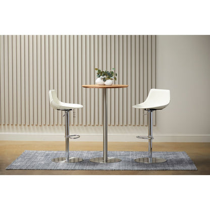 26" Brown and Silver Rounded Steel Bar Table