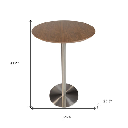 26" Brown and Silver Rounded Steel Bar Table