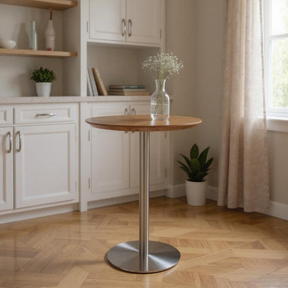 26" Brown and Silver Rounded Steel Bar Table