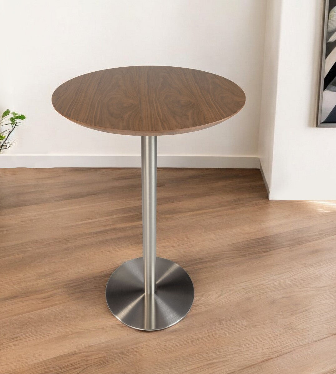 26" Brown and Silver Rounded Steel Bar Table