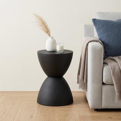 17" Black Heavy Duty Plastic Hourglass Outdoor Side Table